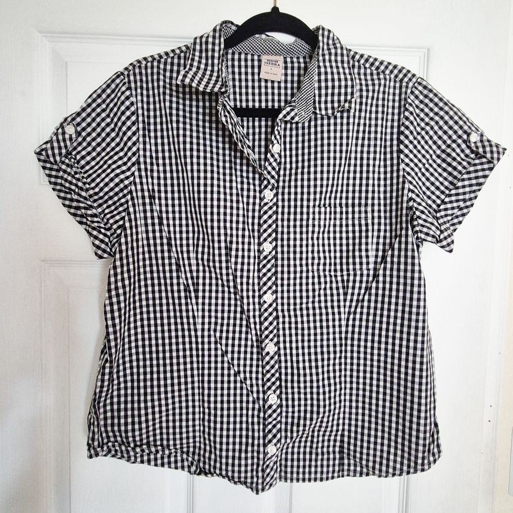 Black and White Checkered Button Down Shirt
